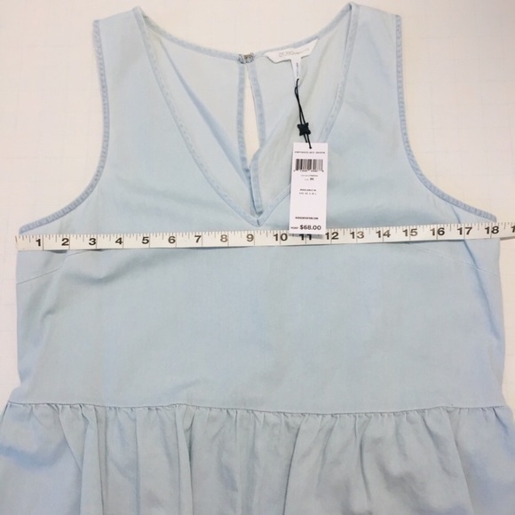 BCBGeneration Light Chambray V-neck Sleeveless Flounce Hem Top Blouse - Picture 11 of 14